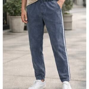 Tempo Paris Indigo Side Stripe Pants Pull-On Drawstring Athleisure Size XL